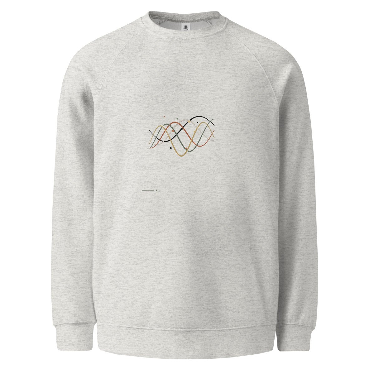 Silk Ribbon Raglan Sweatshirt · White Marle Printful garment mockup 3